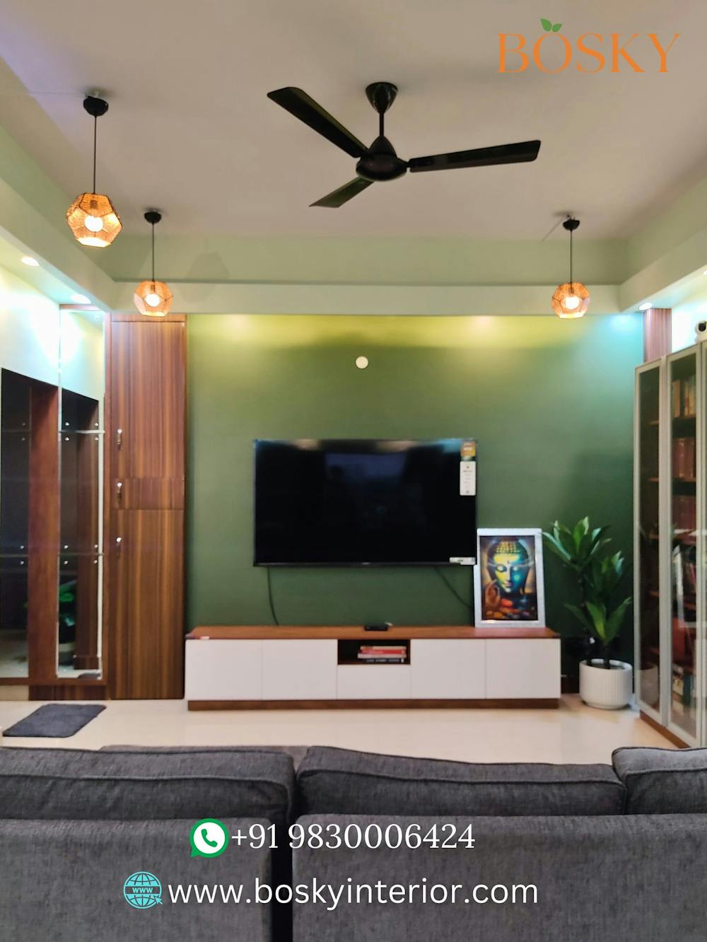 green living room colour combination | Bosky Interior