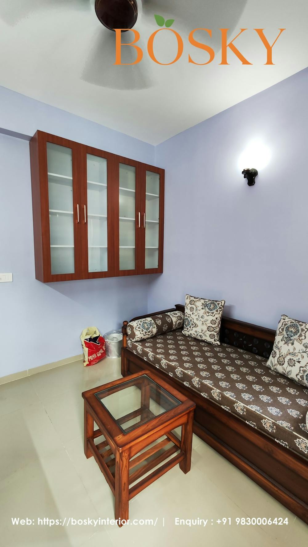 Purple living room colour combination | Bosky Interior