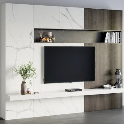 White and Brown Modern TV Wall Unit