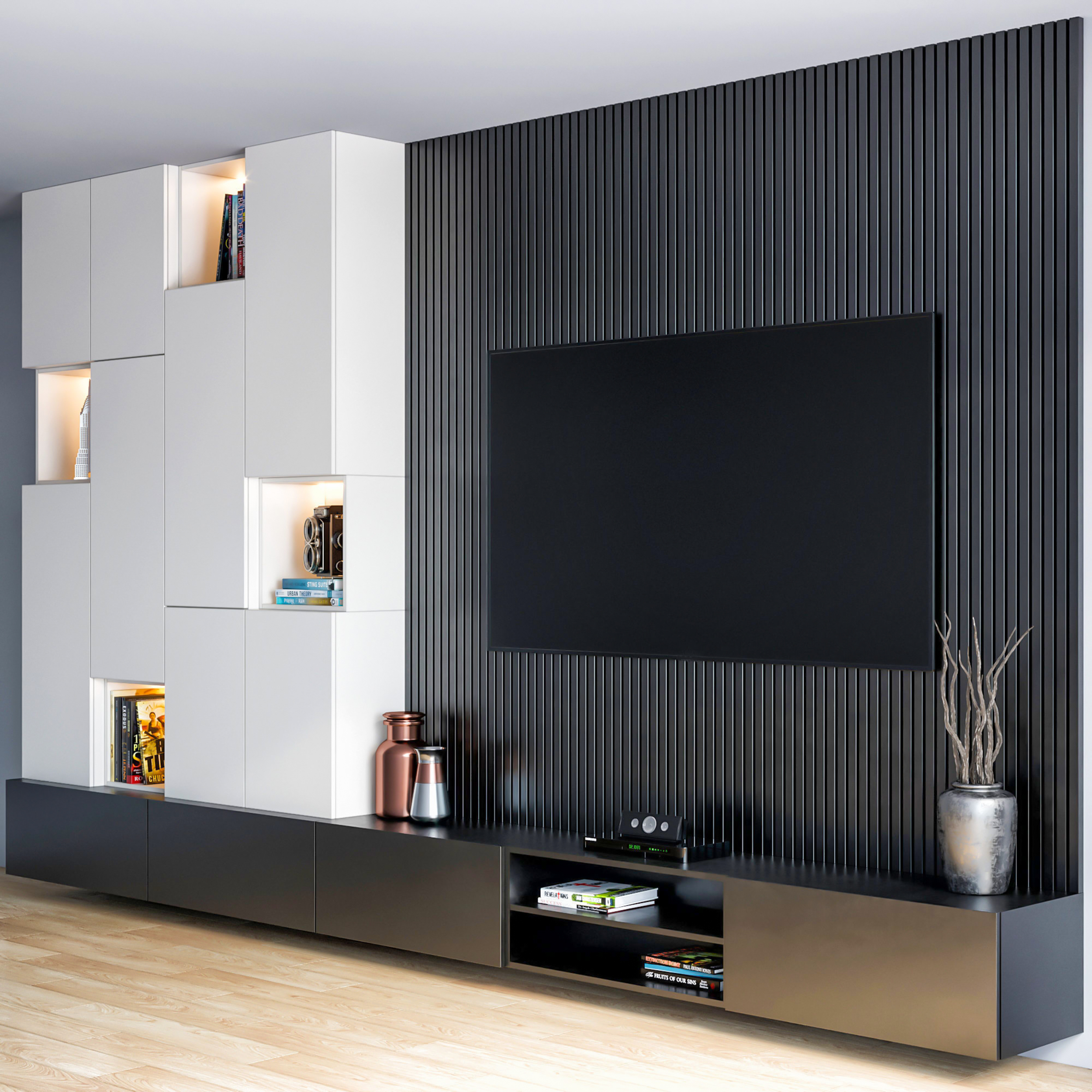 Luxury TV Wall Unit with LED Lighting