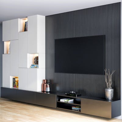 Luxury TV Wall Unit with LED Lighting