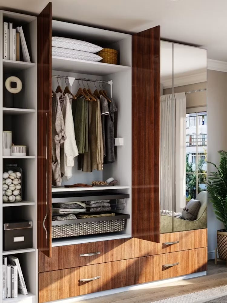Multiple shelves wardrobe design
