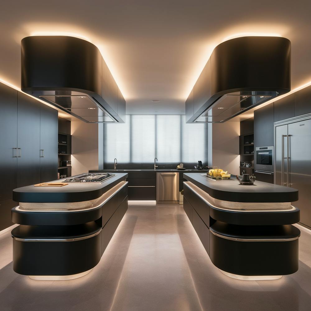 Illuminating parallel kitchen modular