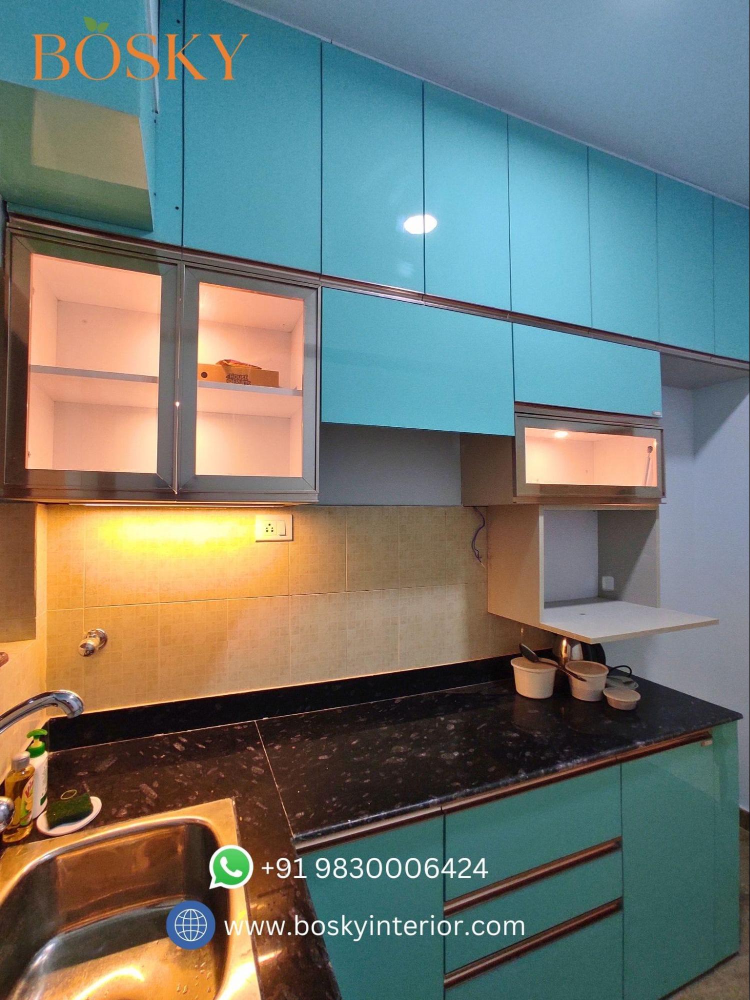 Modular kitchen glass cabinet discount