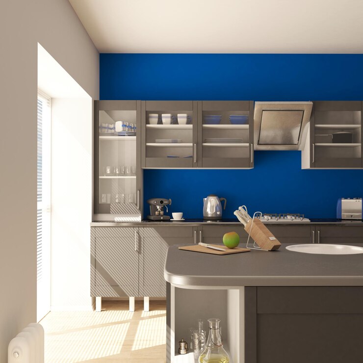 Royal Blue and Ivory- Modular kitchen 