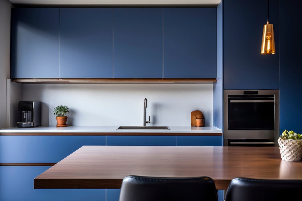 Royal Blue and Ivory- Modular kitchen 