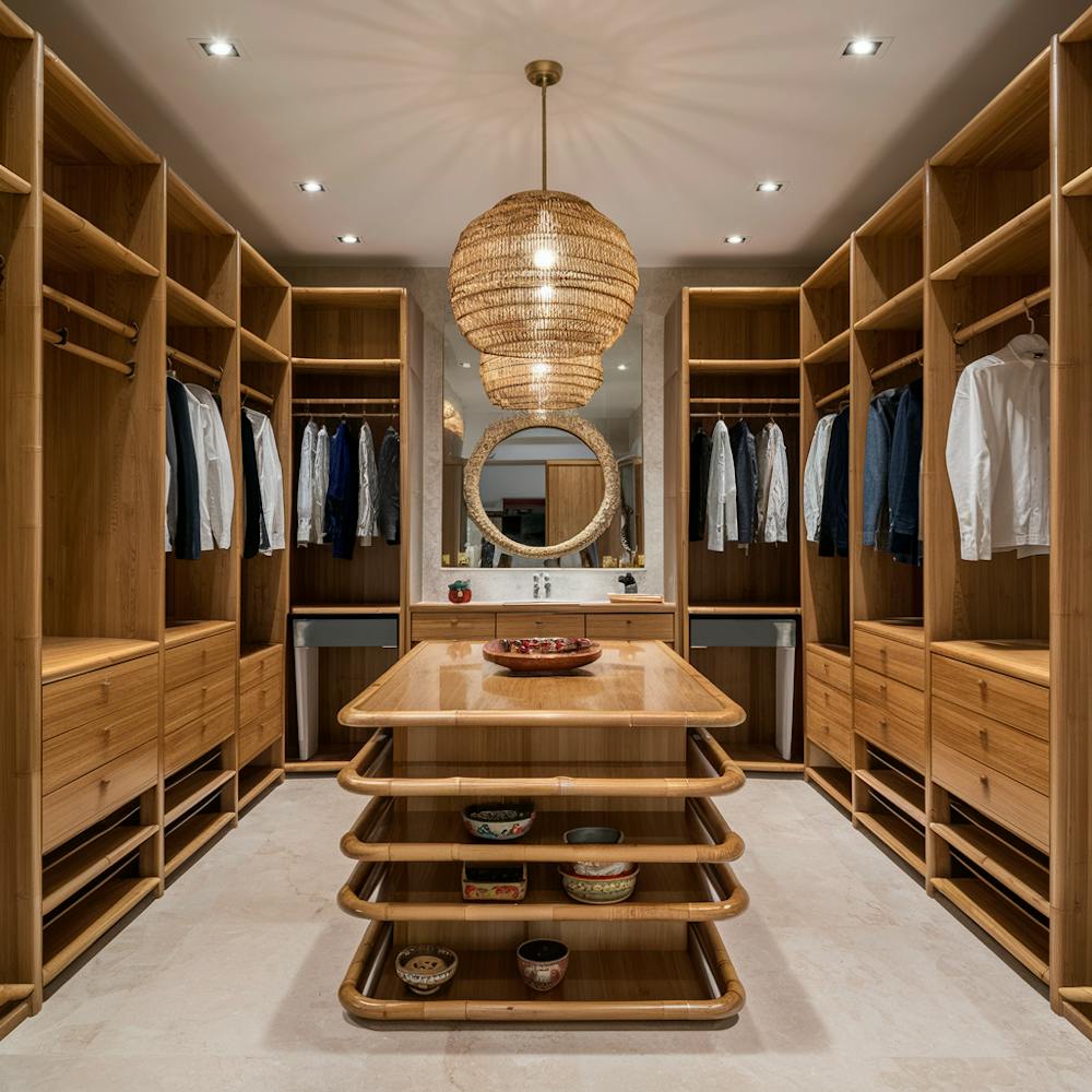 The Bamboo Oasis walk in wardrobe