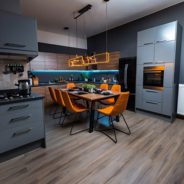 Multi-Functional Island with Built-In Appliances