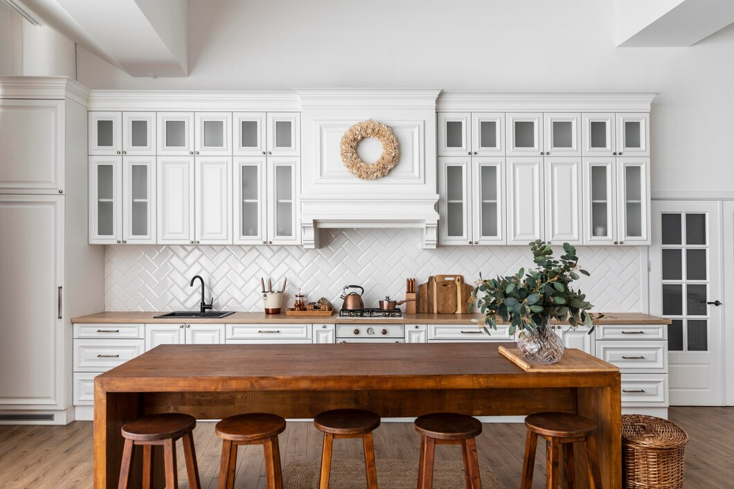 The Classic White Island Kitchen with Contrast Elements