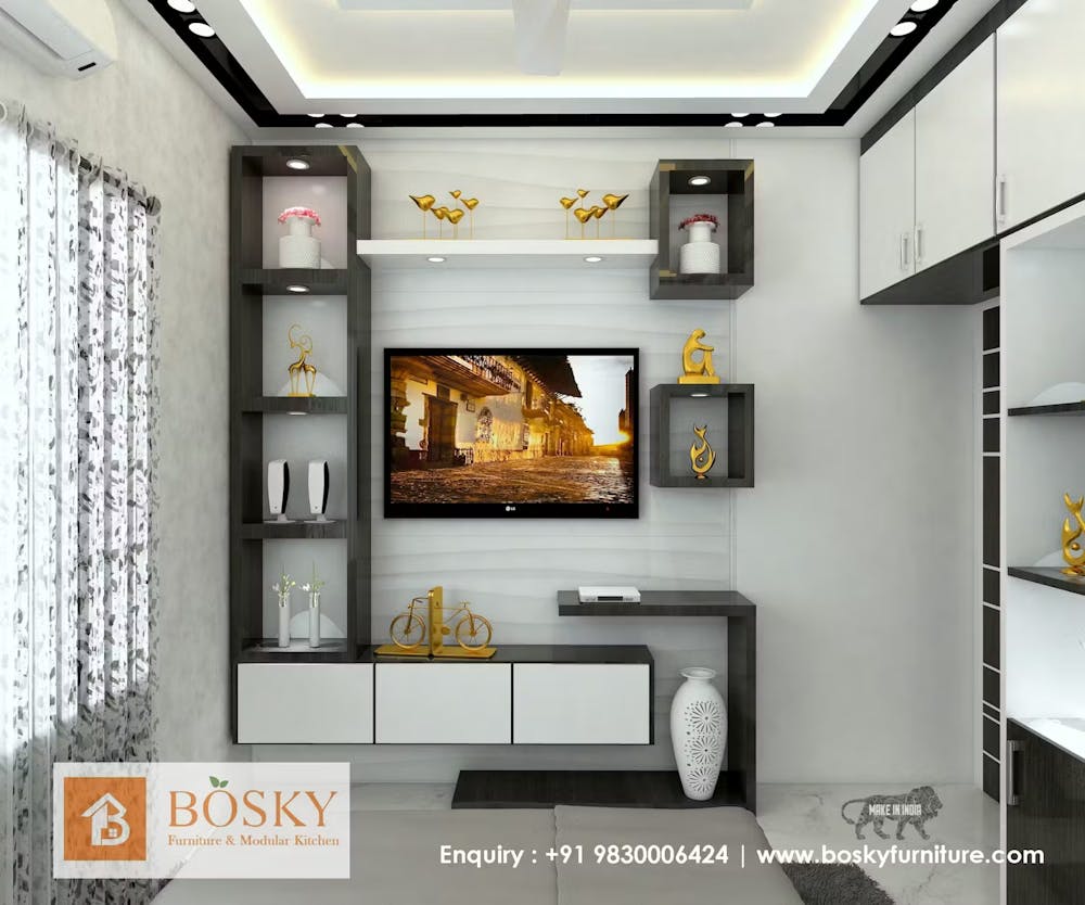 Space-Saving Shelves for Bedroom Interior in Small Flat | Bosky Interior