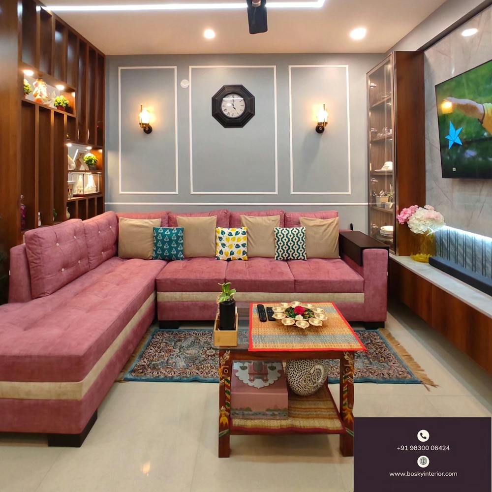 Living room with multipurpose storage | Bosky Interior