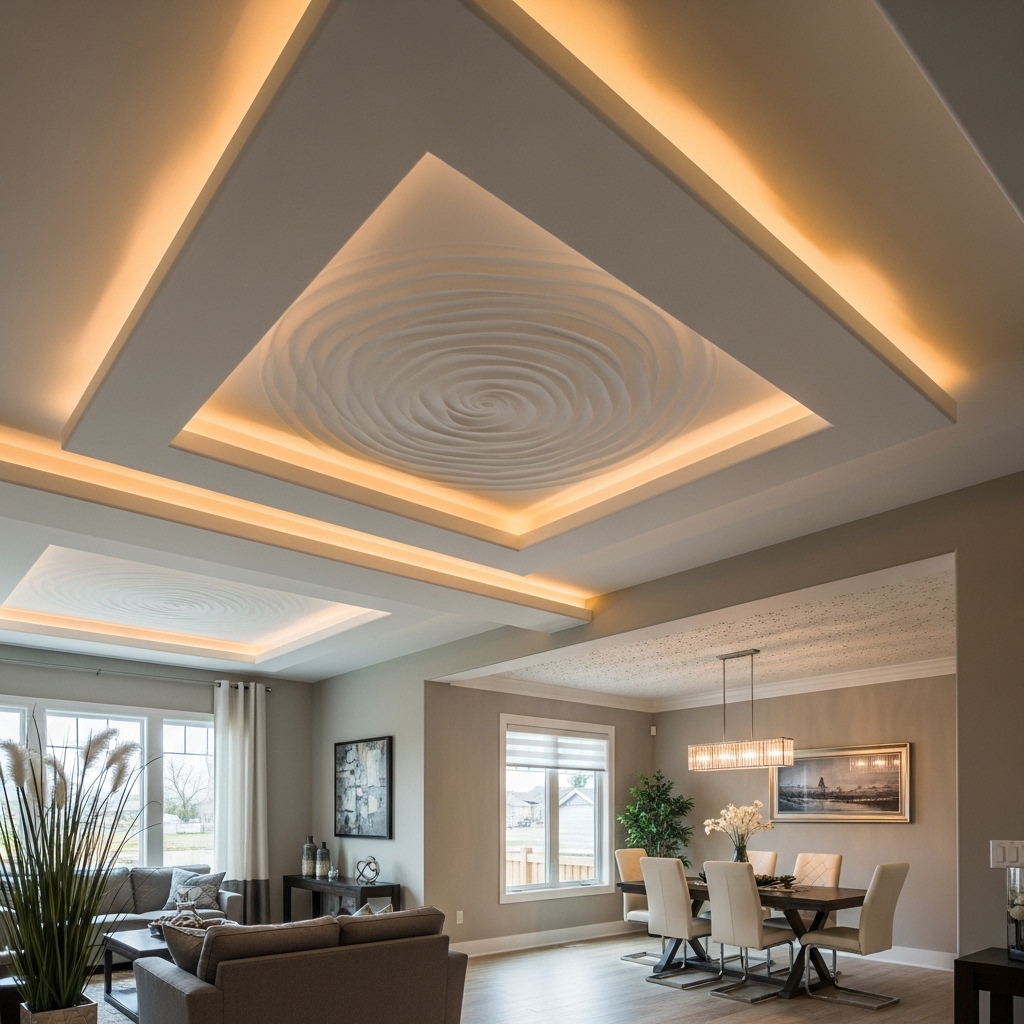 Textured style or Gypsum Finishes False Ceilings
