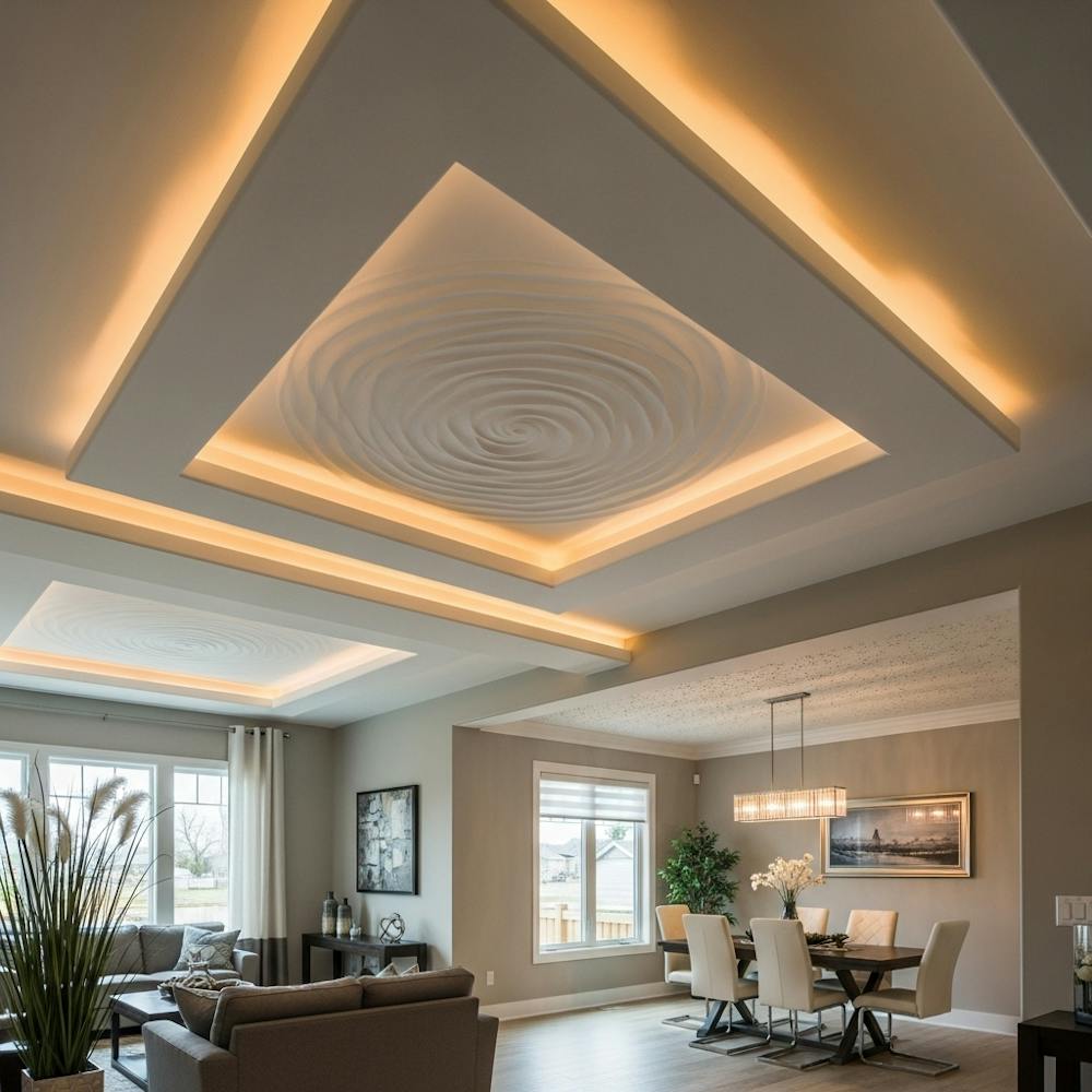 Textured style or Gypsum Finishes False Ceilings