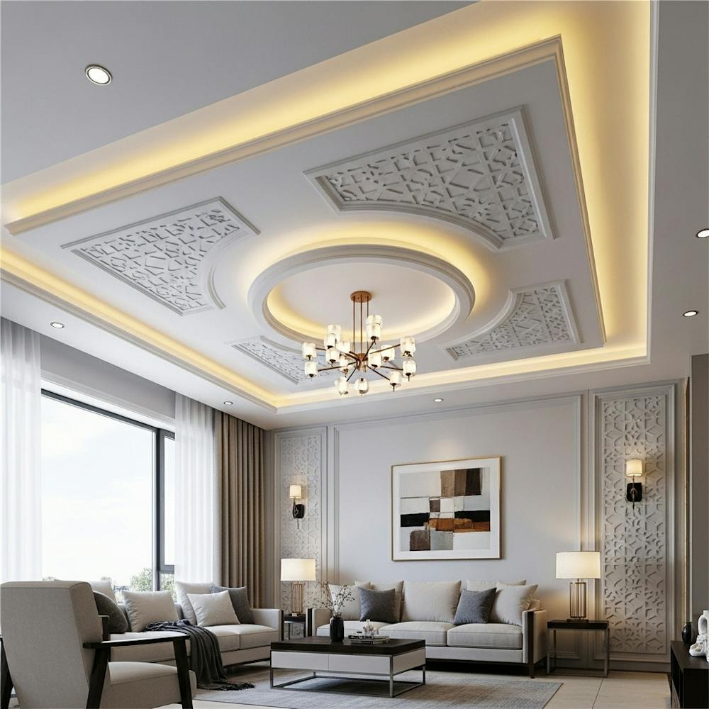 Textured style or Gypsum Finishes False Ceilings