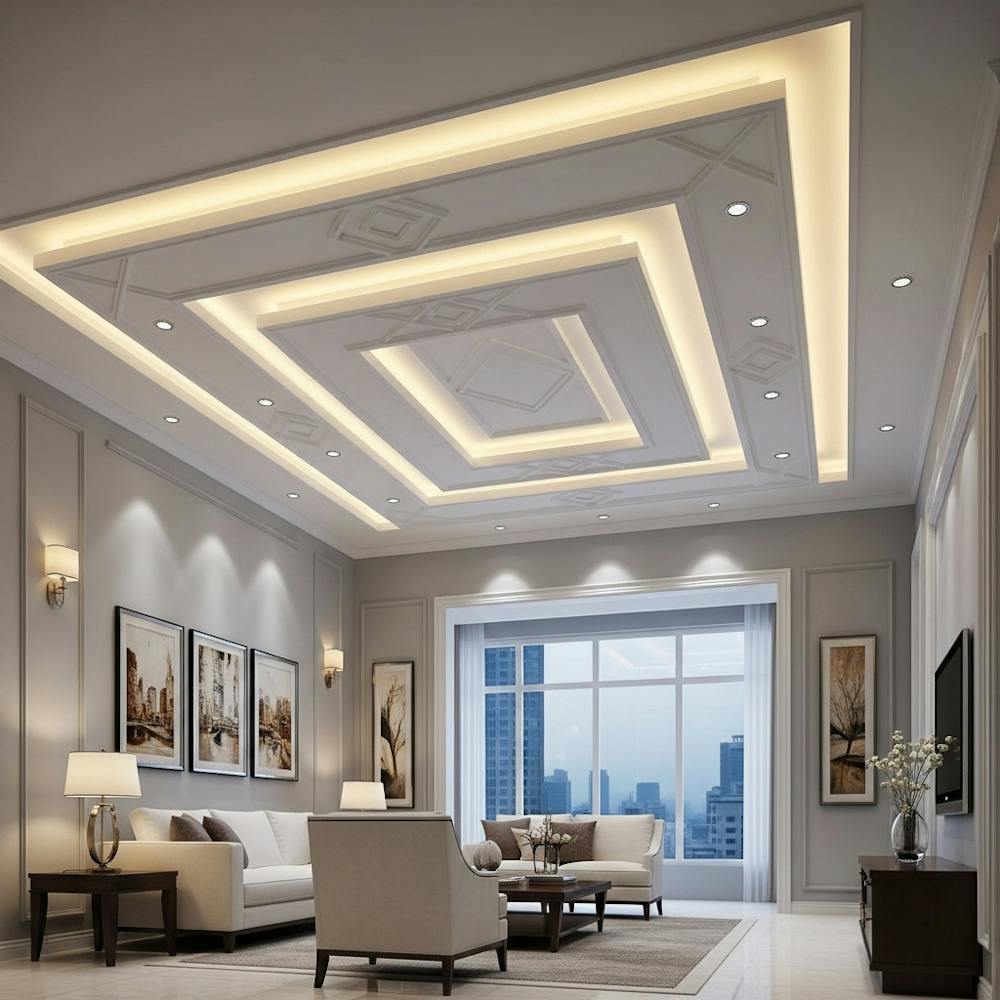 Textured style or Gypsum Finishes False Ceilings