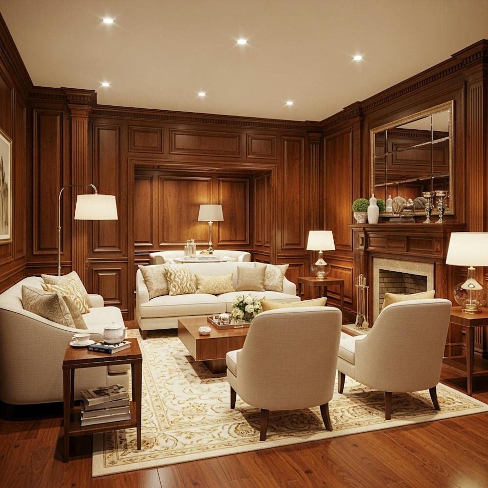 Full Wall Panelling Design Drawing Room
