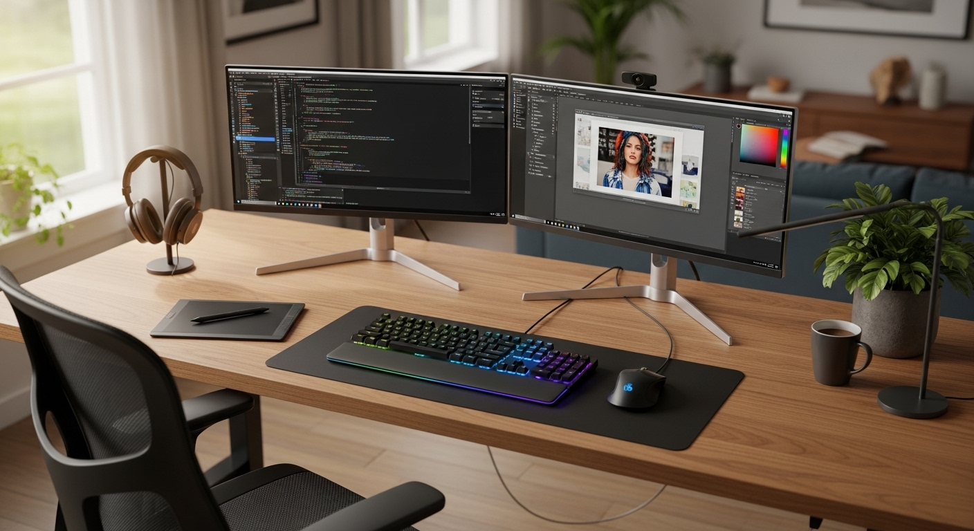 WFH Setup with Two Monitors