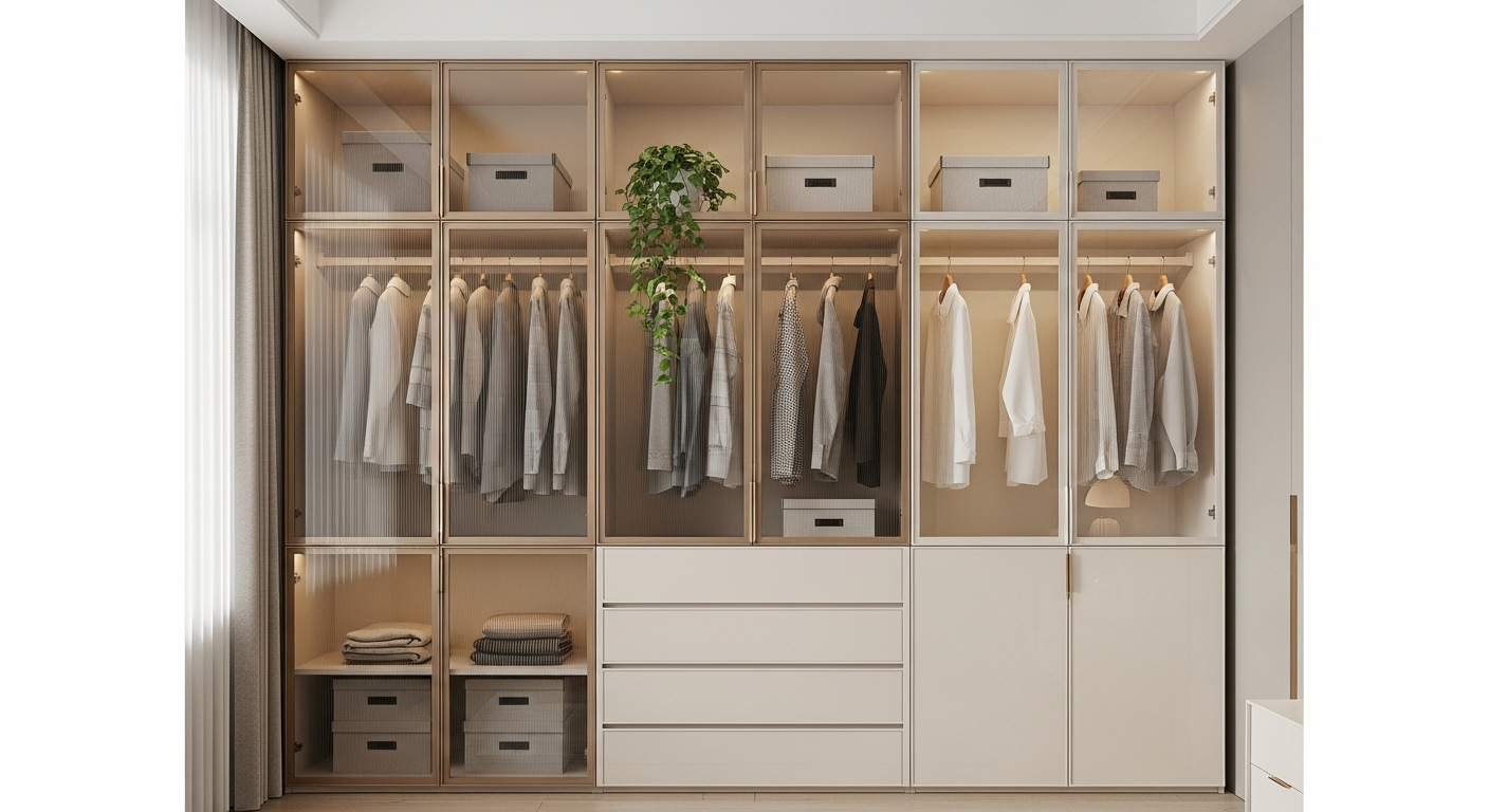 modern glass wardrobe in kolkata