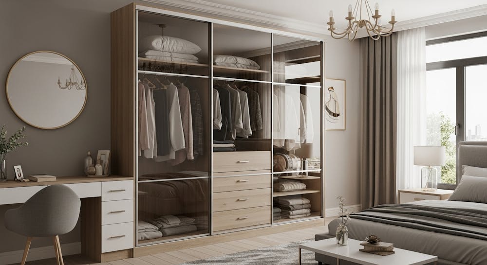 modern glass wardrobe in kolkata