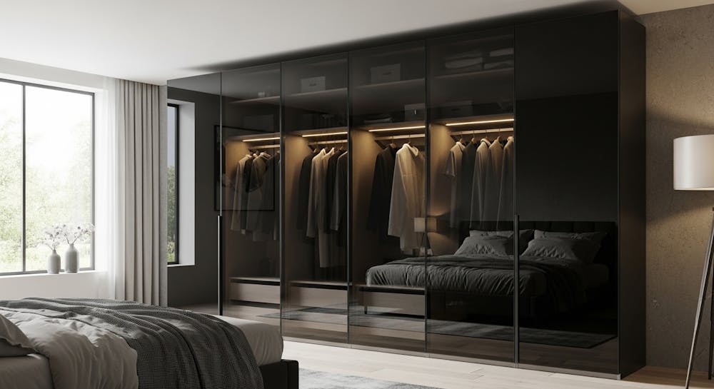 High-gloss lacquered glass wardrobes