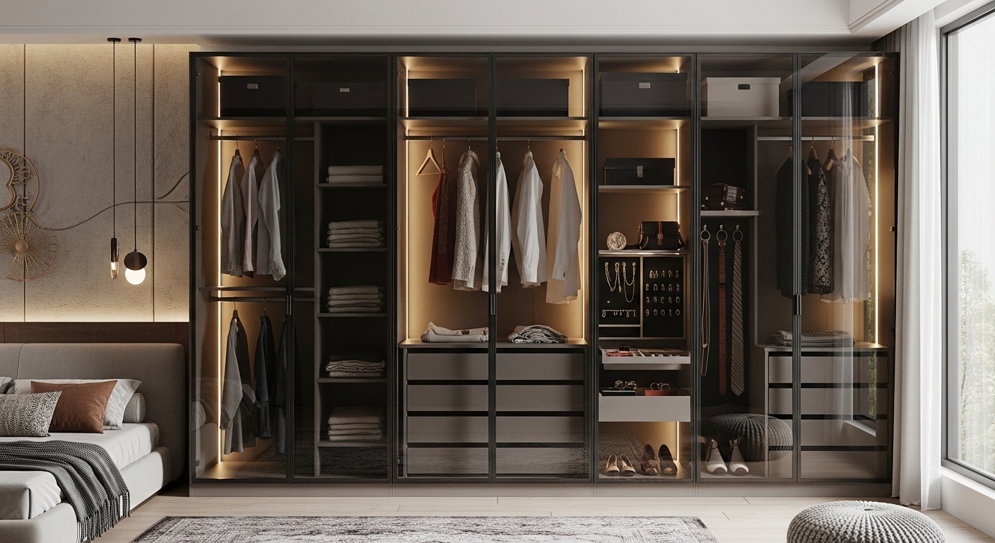 modern glass wardrobe design 