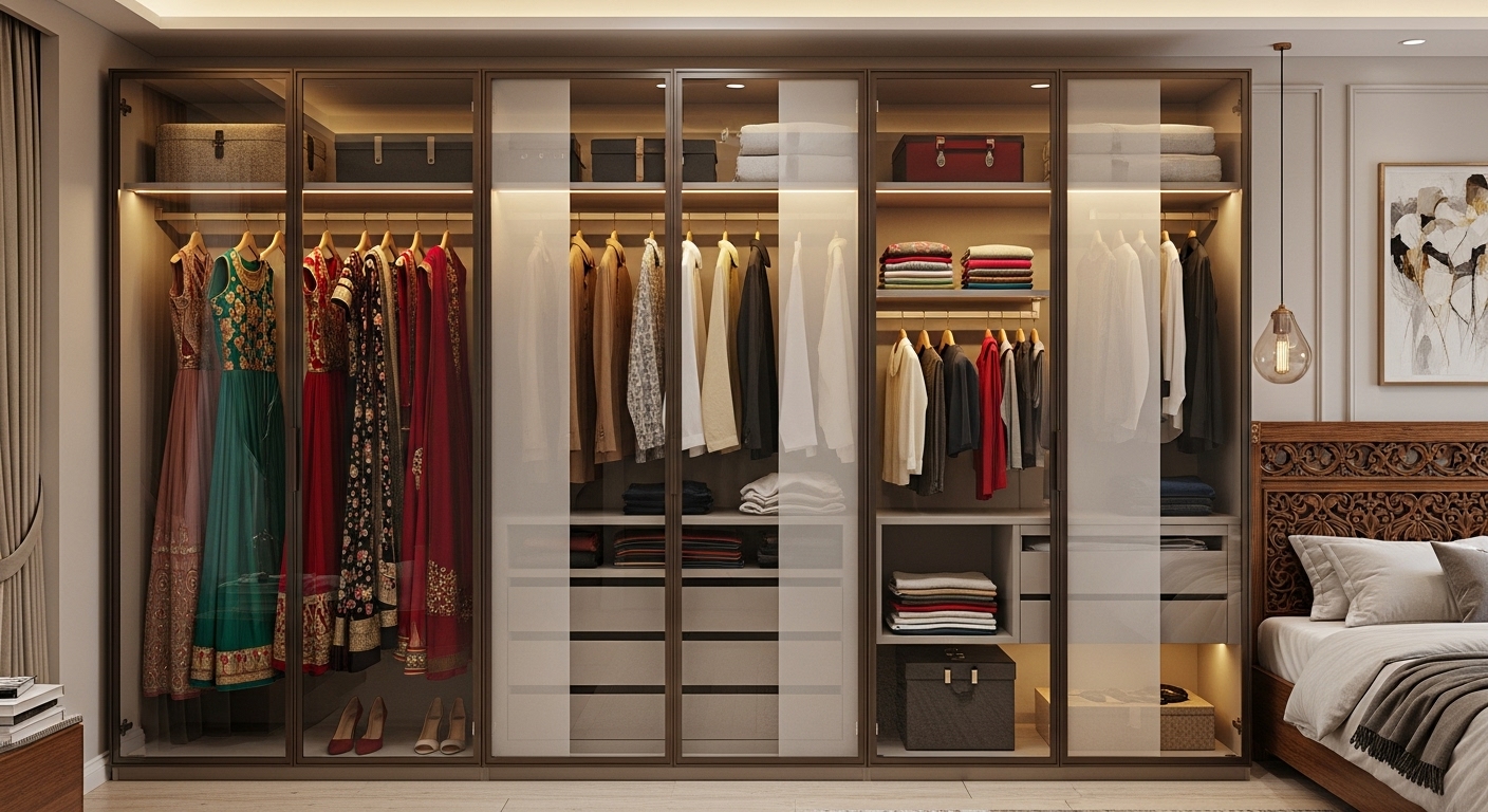 modern glass wardrobe design 