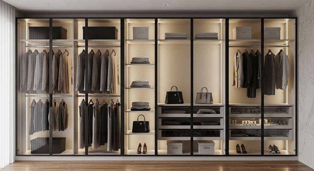 Ultra-Modern Grey Black Wardrobe