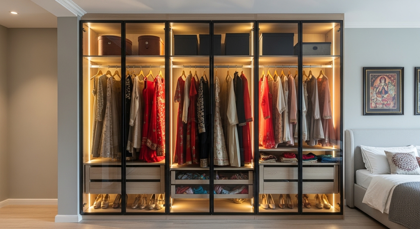 Corner Glass Wardrobe