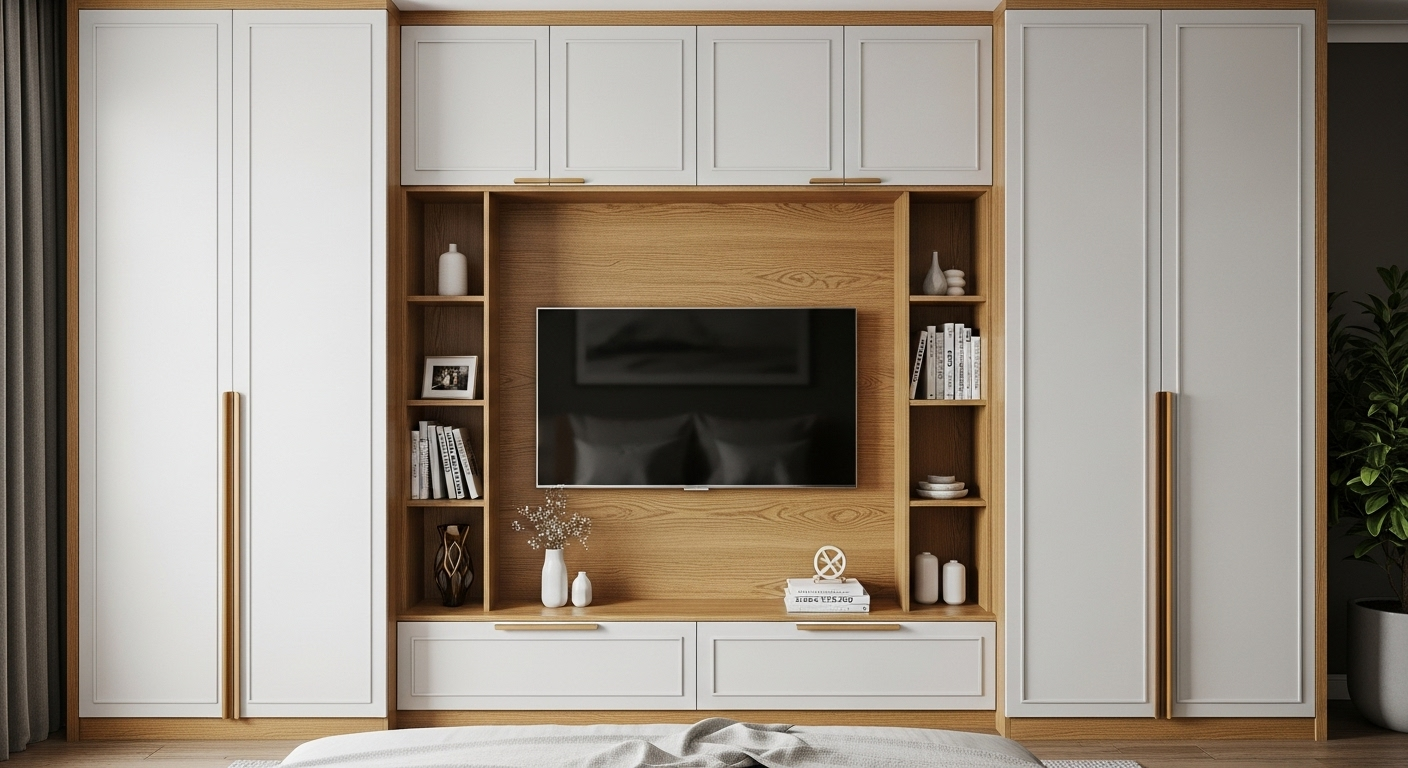 wardrobe with TV unit design