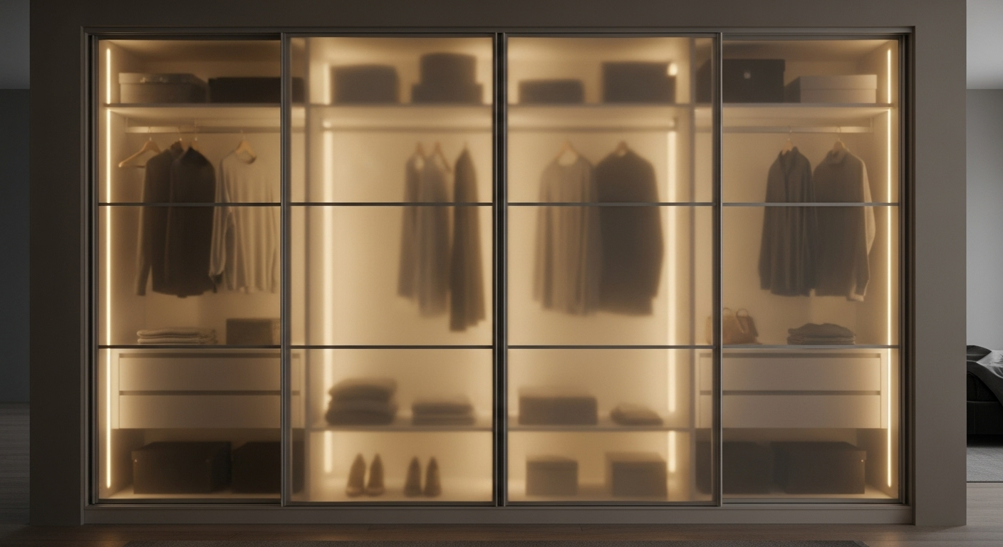 Sliding Glass Wardrobe with Inner Lighting