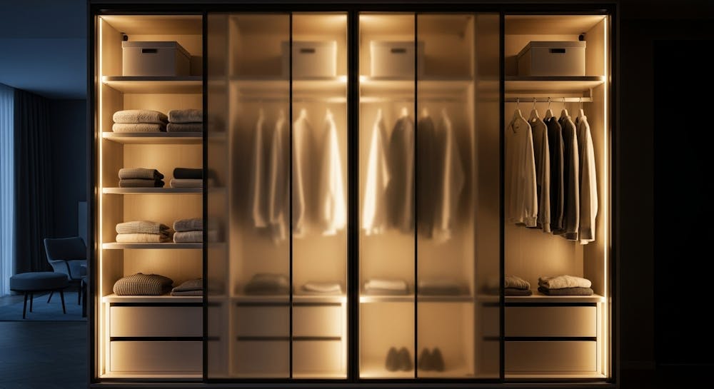 Sliding Glass Wardrobe with Inner Lighting
