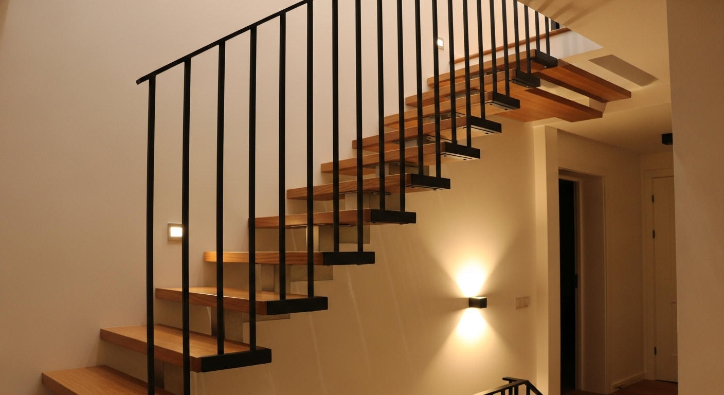 Ribbon Stair with Slim Steel Stringers