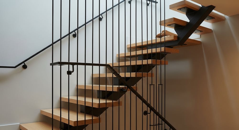 Ribbon Stair with Slim Steel Stringers
