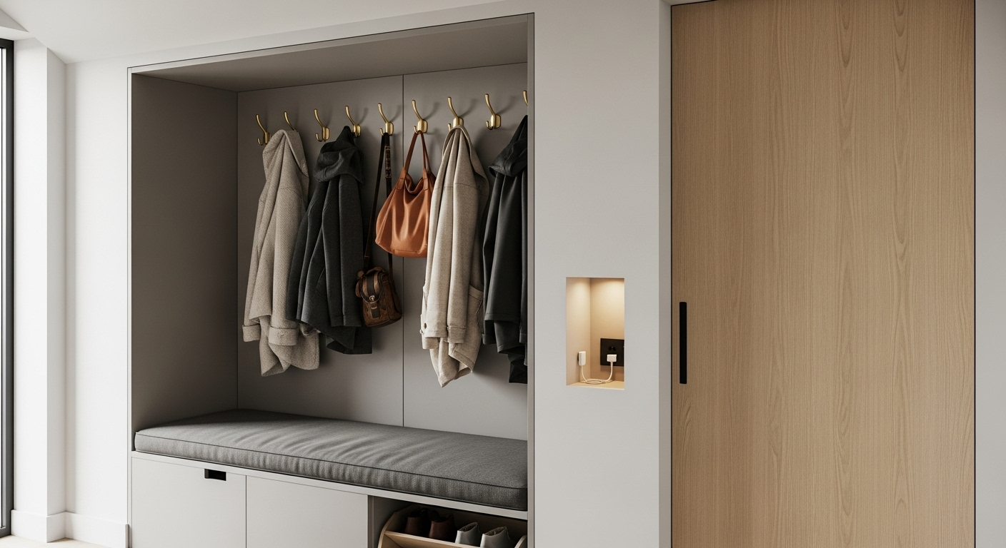 Under-Stairs Cloak + Bench Nook