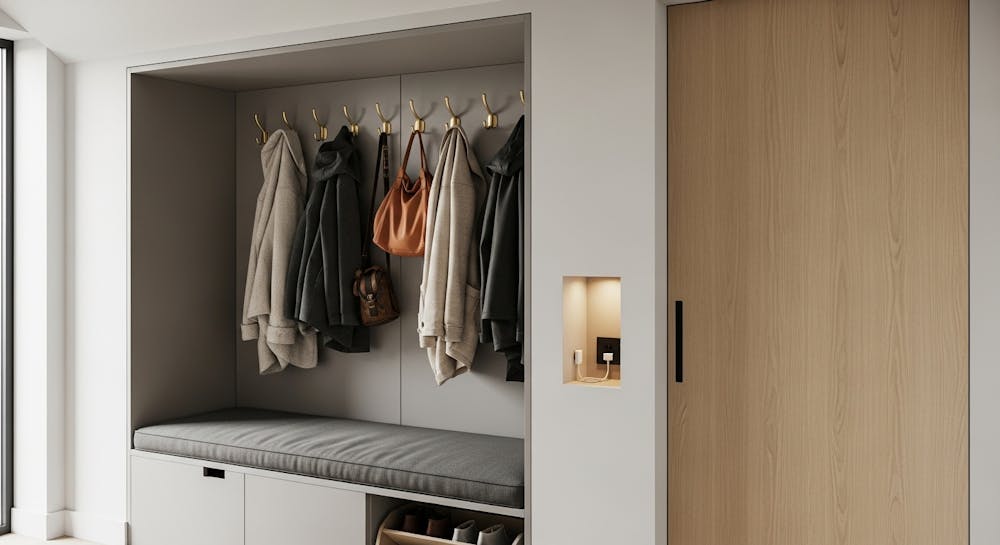 Under-Stairs Cloak + Bench Nook