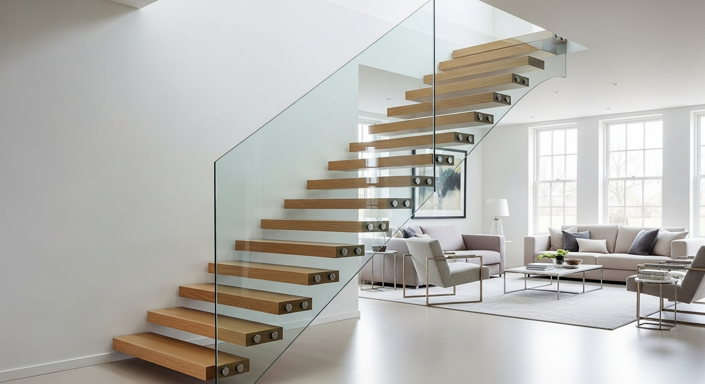 Glass Wing Wall + Floating Steps