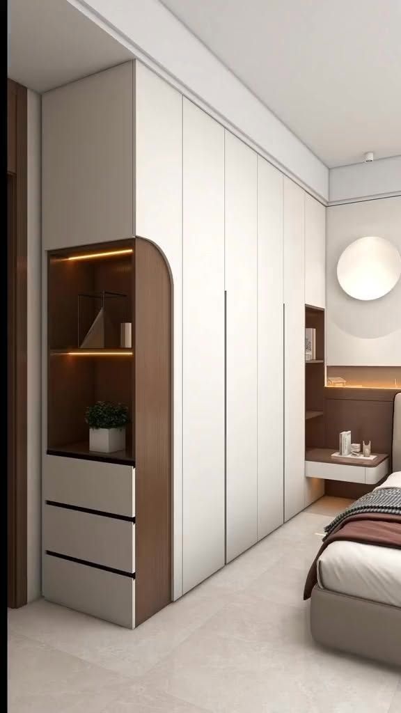 Master Bedroom L Shape Wardrobe with Built-in Dresser