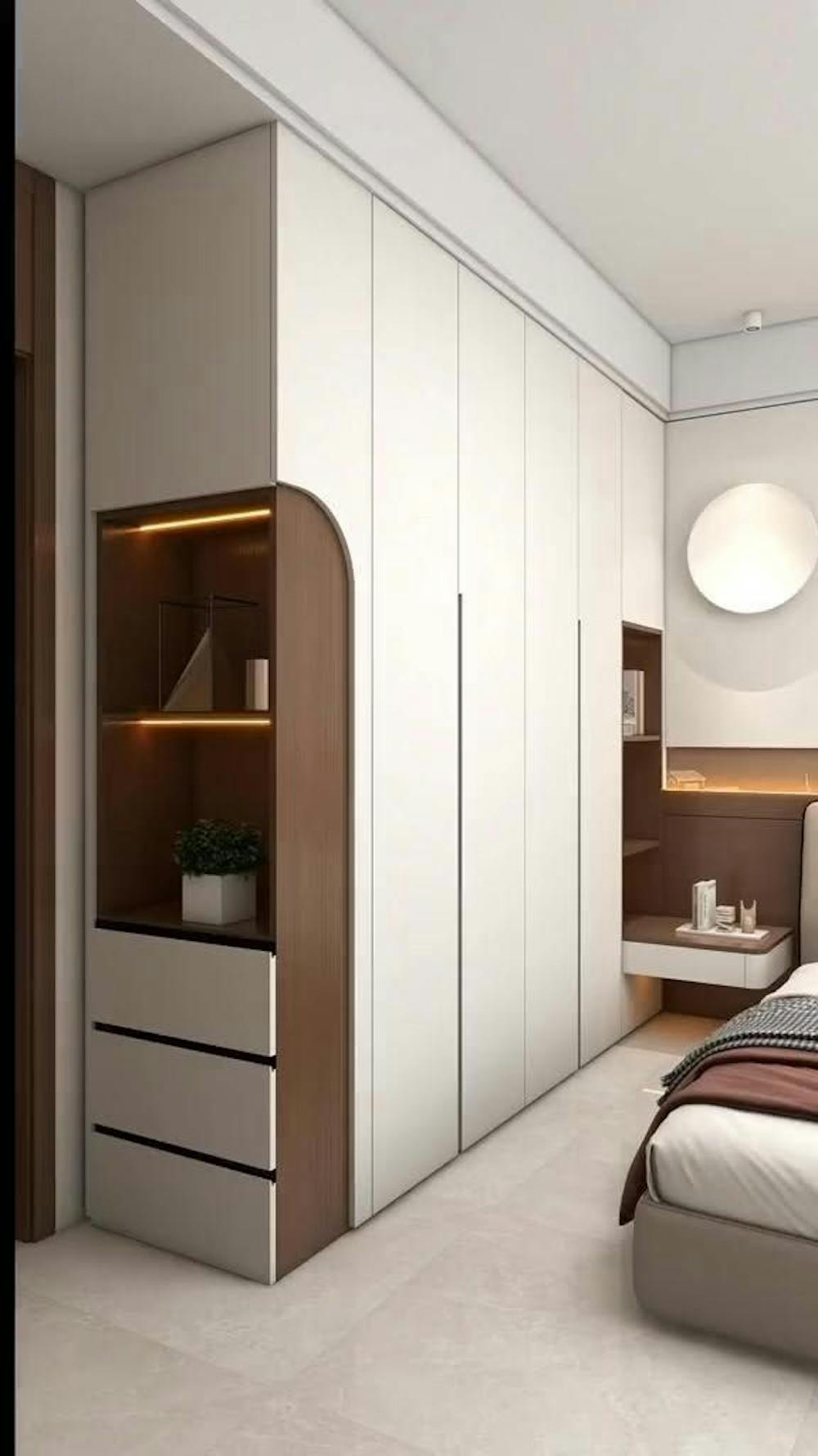 Master Bedroom L Shape Wardrobe with Built-in Dresser