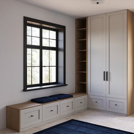  L Shaped Wardrobe Around the Window for Maximum Storage

