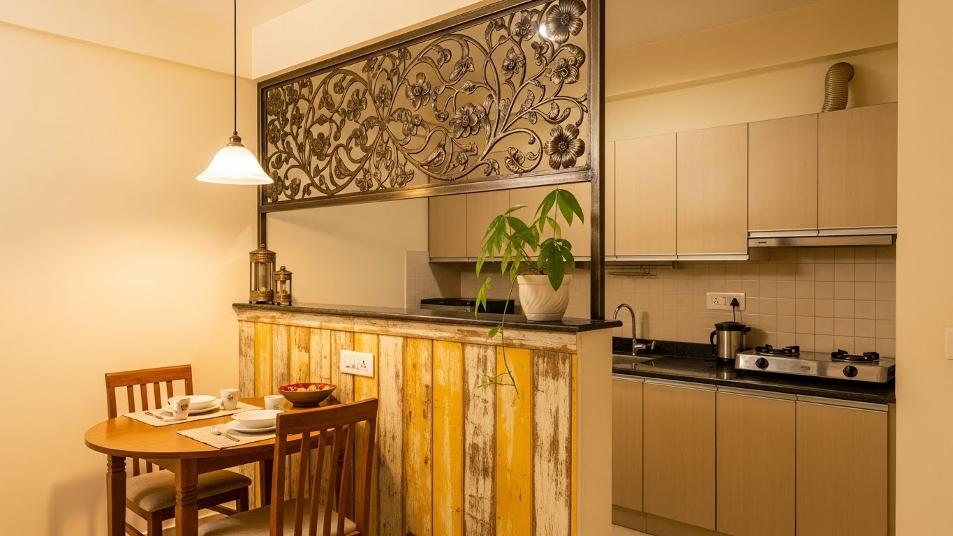 Dining Room and Kitchen Partition Ideas for Modern Indian Homes