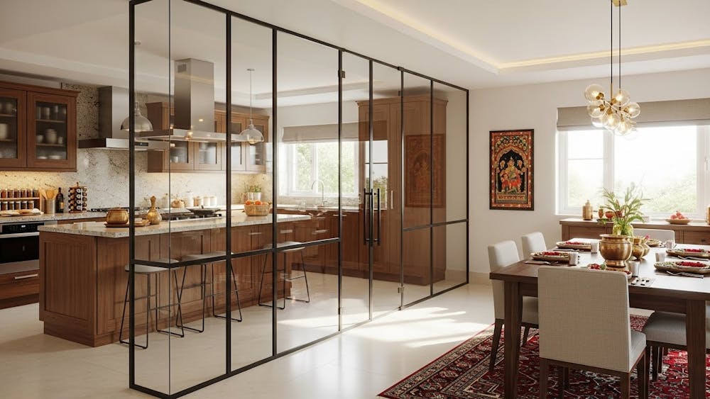 Glass Partition for Kitchen and Dining Room