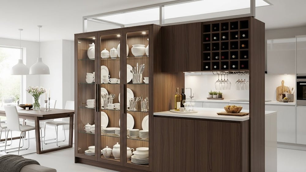 Crockery Unit as a Kitchen Partition from Dining Room