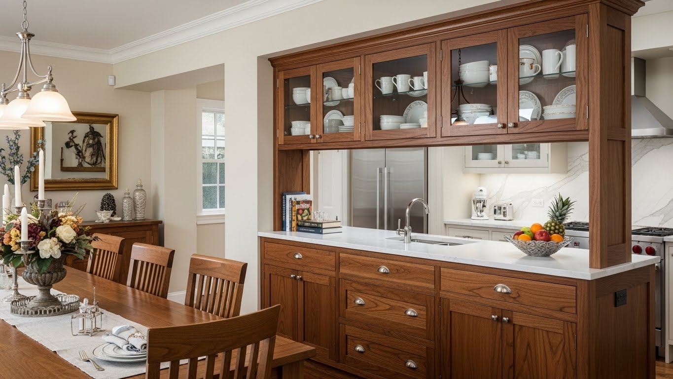 Crockery Unit as a Kitchen Partition from Dining Room