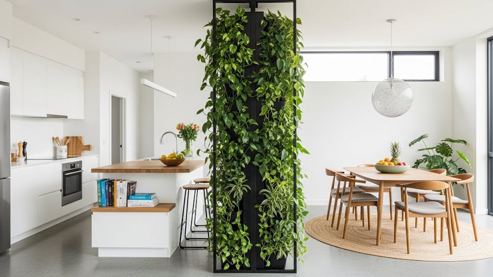 Planter or Green Wall Partition between your kitchen and dining with a green partition.