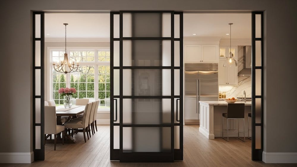 Pocket Door Kitchen Partition from Dining Room