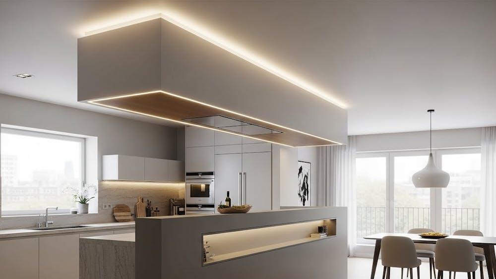 Ceiling Bulkhead with Partial Partition Kitchen and Dining Room Partition