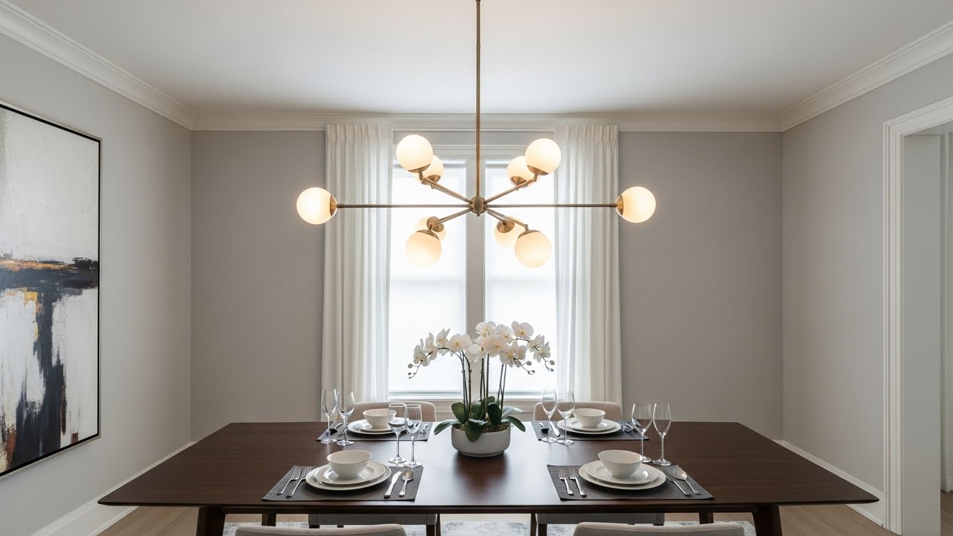 Classic Modern Dining Room Chandelier Over the Table