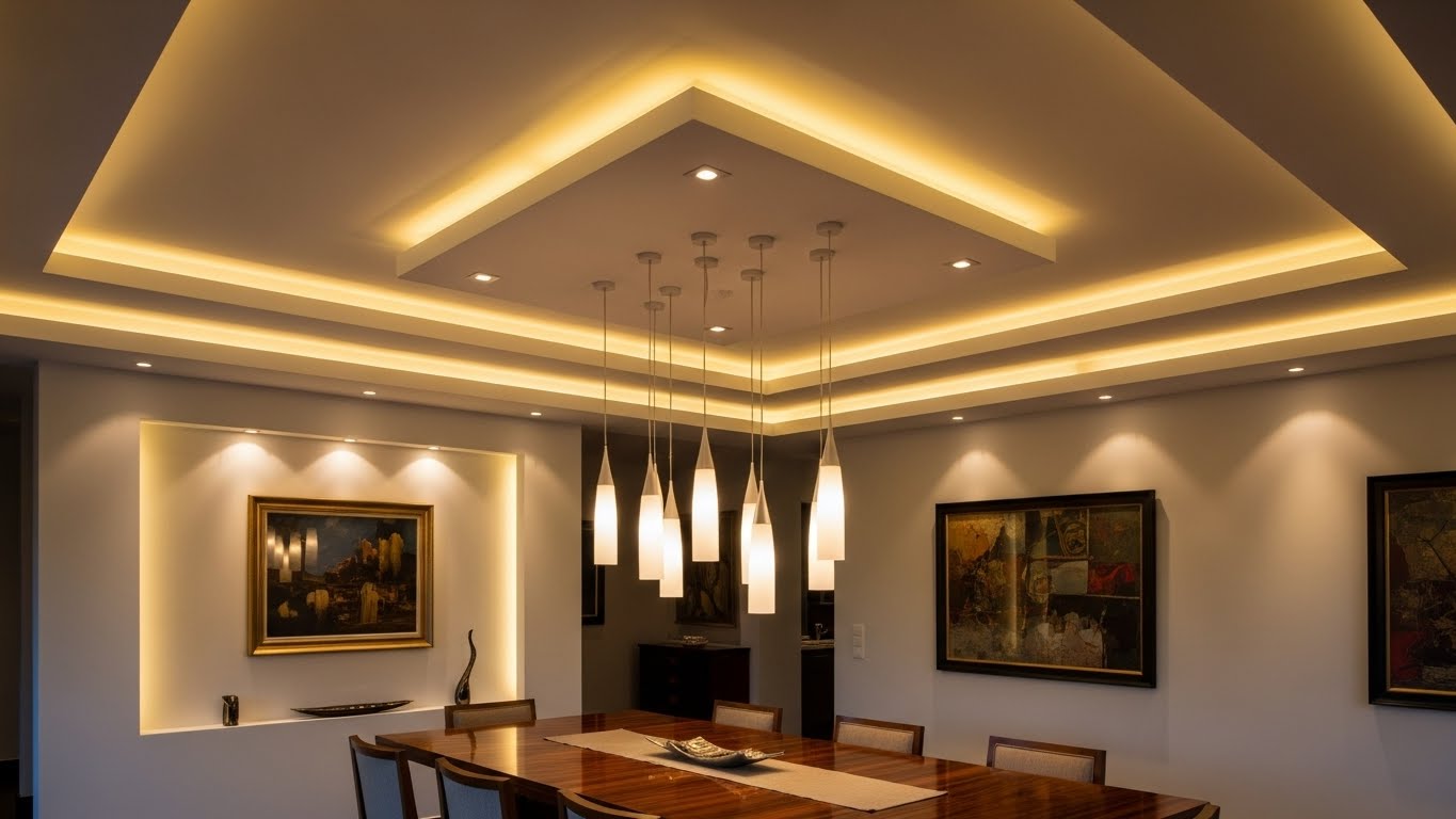 Modern Dining Room Ceiling Lights with False Ceiling