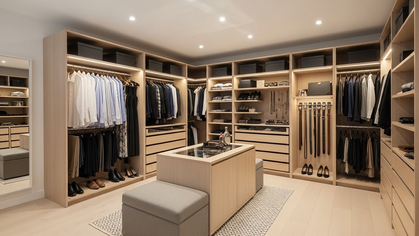 L-Shaped Walk-In Wardrobe Style 