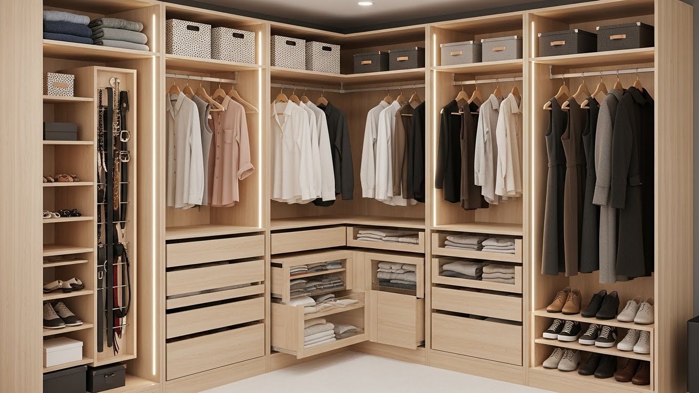 L Shaped Closet Organizer Ideas Inside the Wardrobe